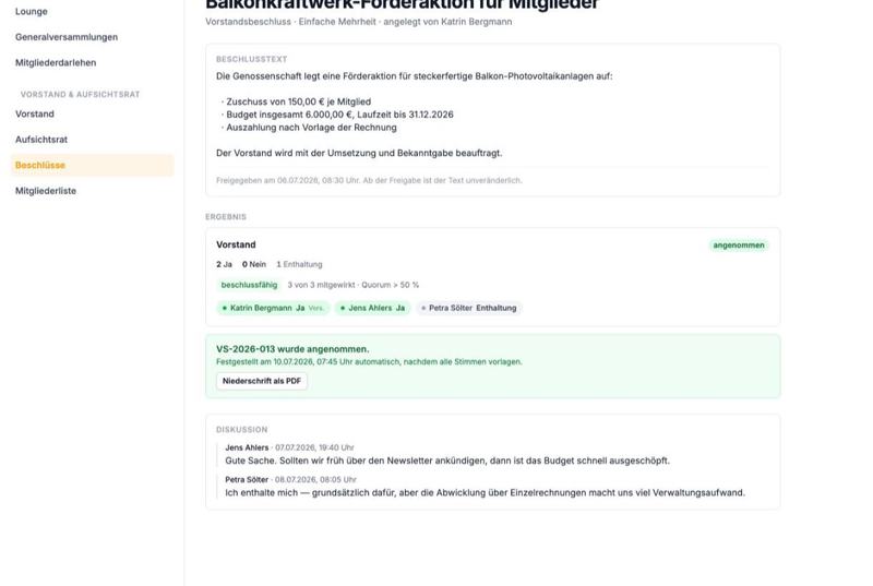 Ergebnis Beschluss