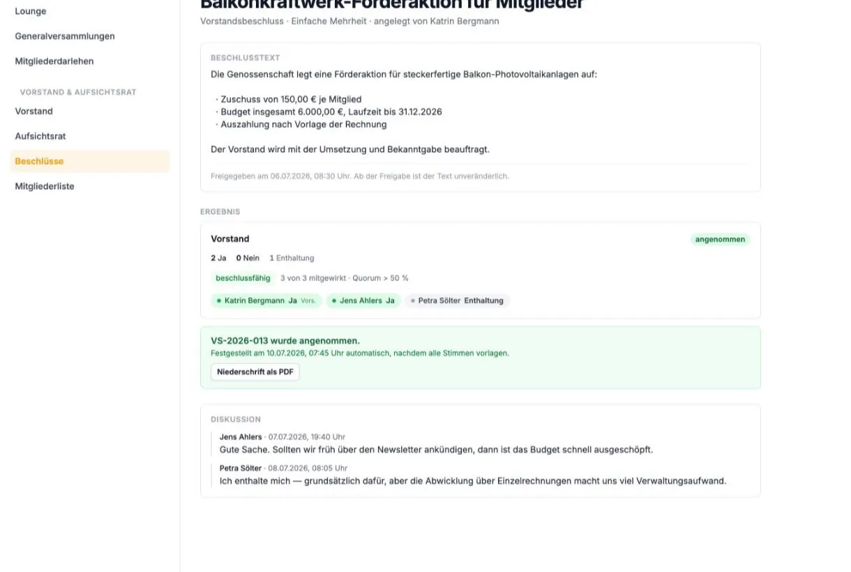 Ergebnis Beschluss
