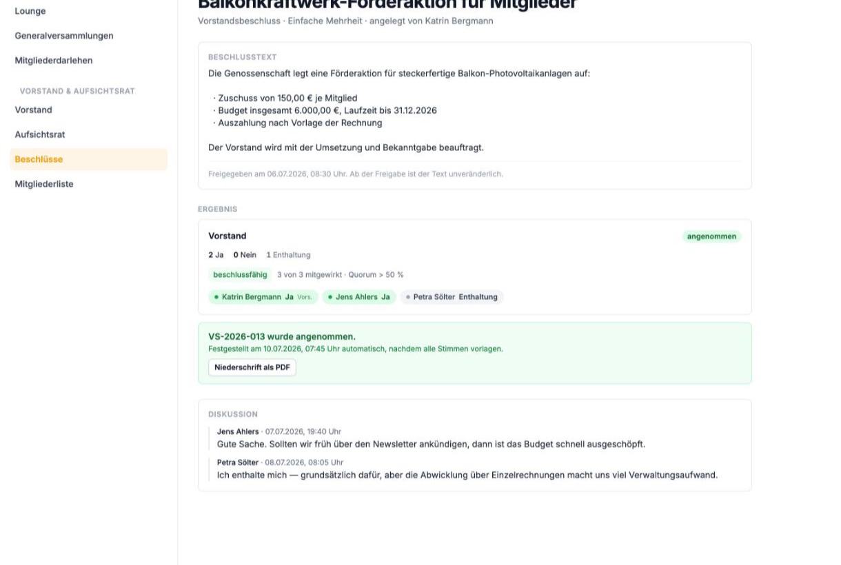 Ergebnis Beschluss